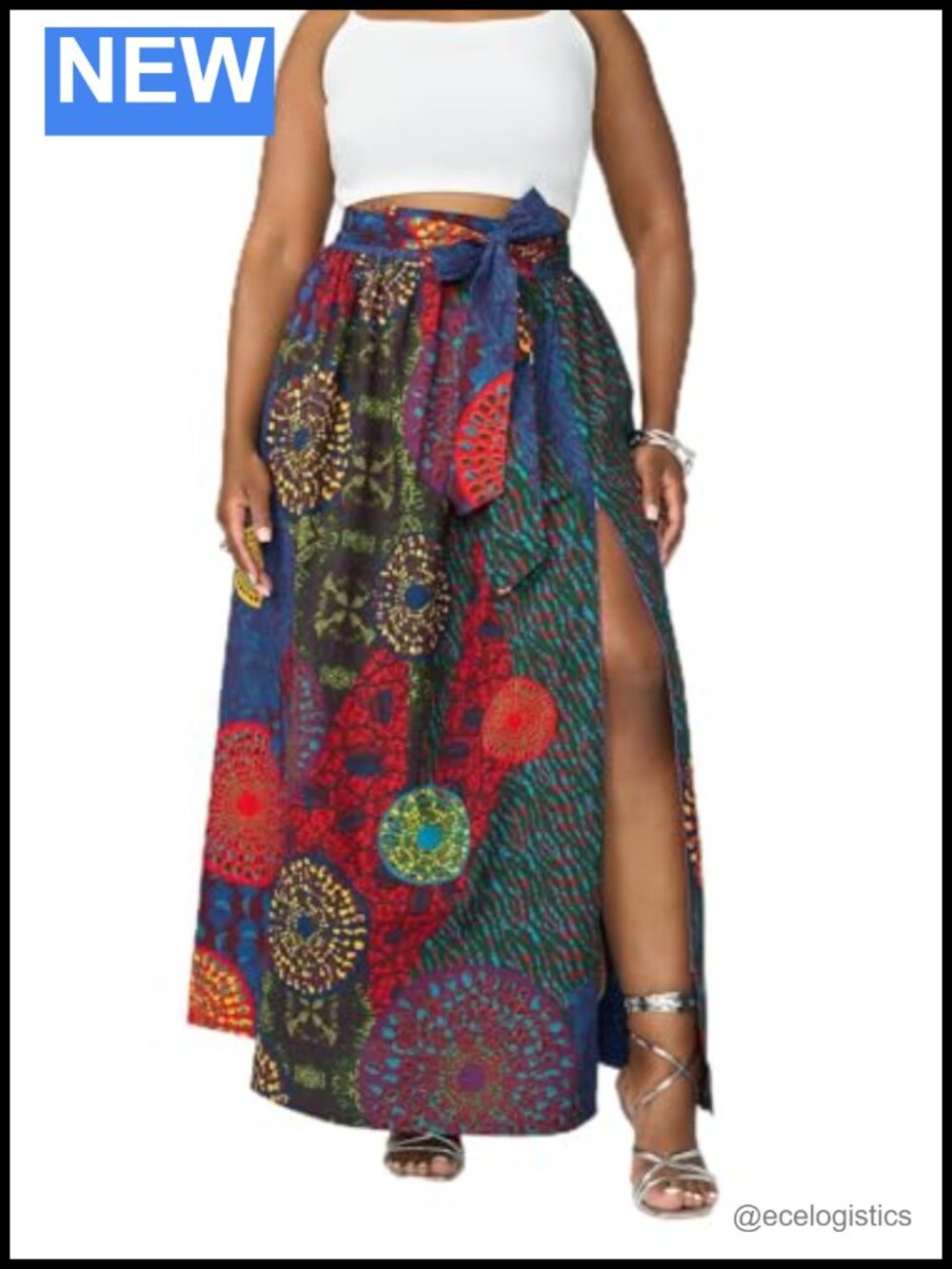 High Waist Full Length African Print Maxi Skirt Cotton Wax